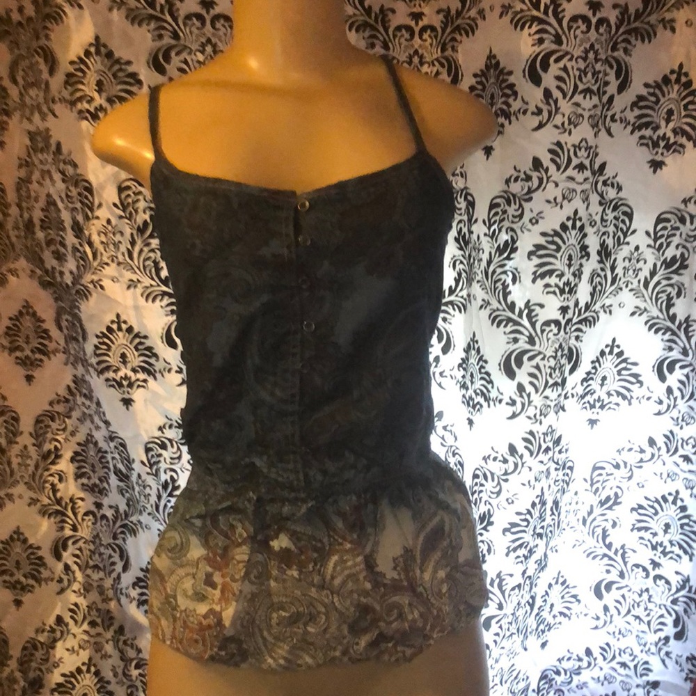 Arizona cute tank paisley adj strap denim NWT xl